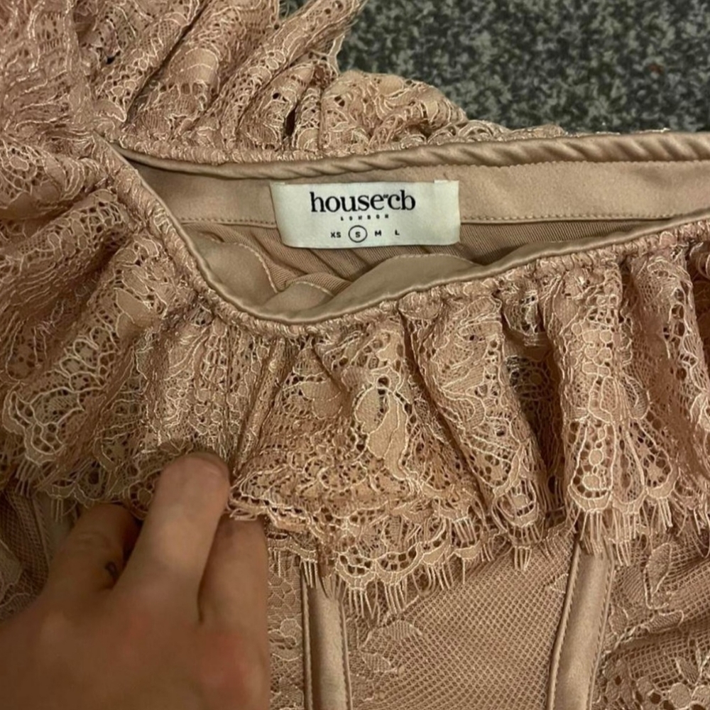 Adele Biscuit Asymmetric Mini Ruffle Dress - *REPAIRED* - Picture 4 of 5